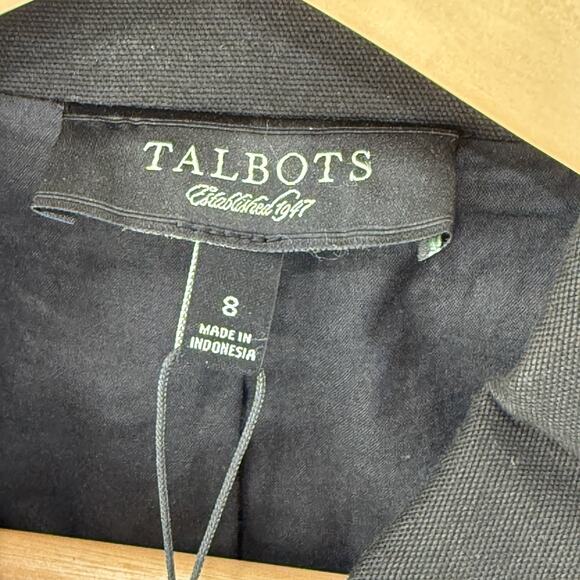 NWT Talbots Black Triple Button Cropped Boxy Blazer Jacket Sz 8 Old Money Casual - Picture 2 of 7